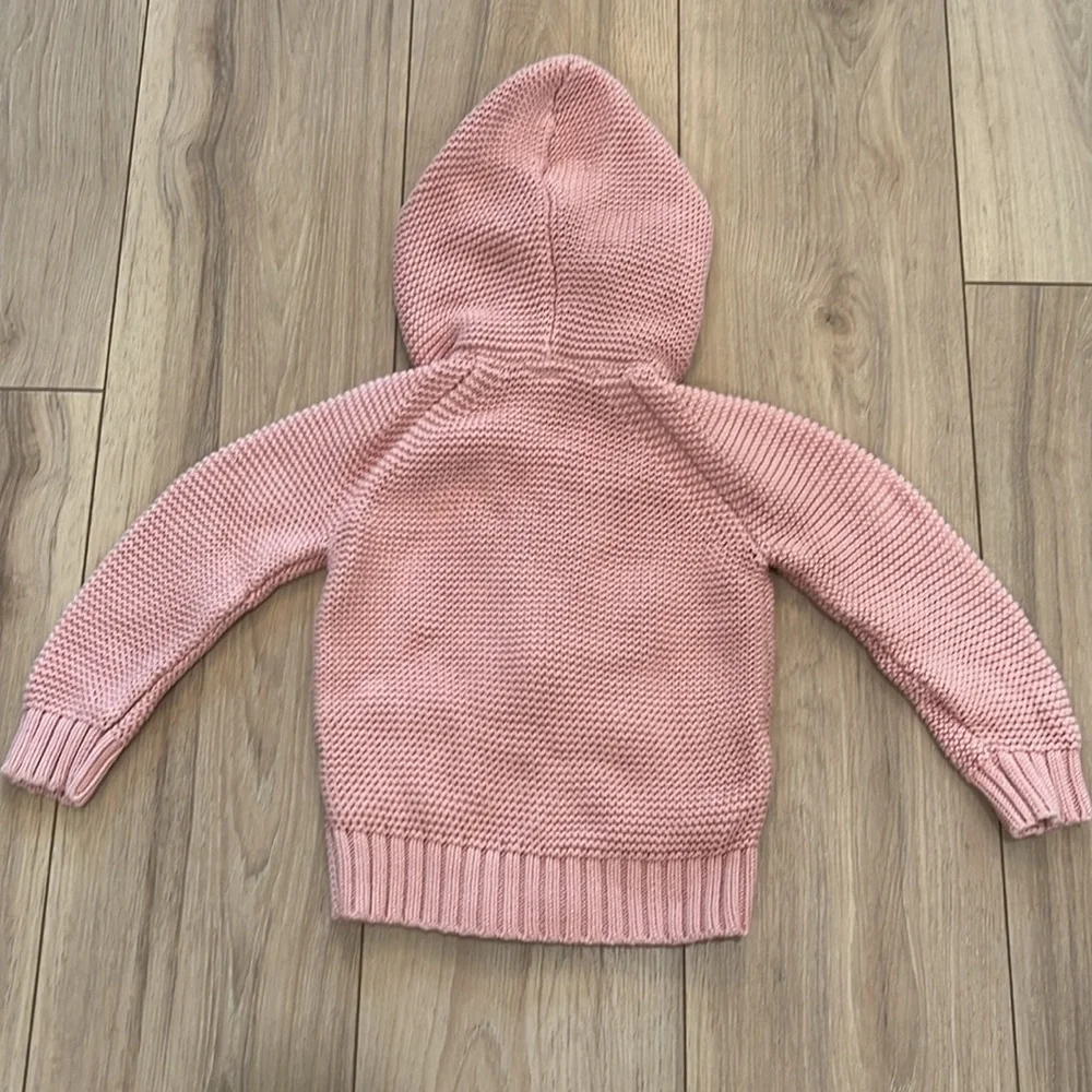 Gap Pink Cotton Knit Hoodie Sweatshirt
